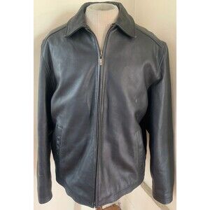 Vintage Chaps Ralph Lauren Leather Jacket Men’s Size Large Black Biker Bomber